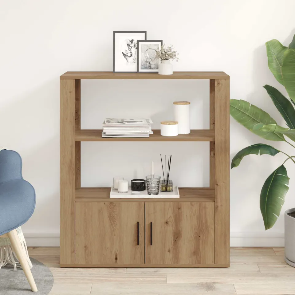 vidaXL Dressoir artisanaal eikenkleurig 30 x 80 x 90 cm Bewerkt hout, foto 3