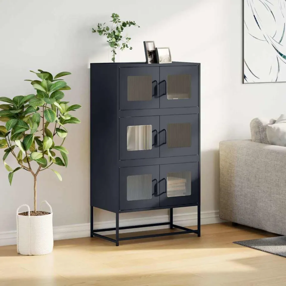 vidaXL Hoge kast 68x39x123 cm staal antracietkleurig, foto 3