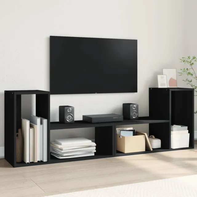 vidaXL Tv-meubelen 2 st 75x30x50 cm bewerkt hout zwart, foto 2