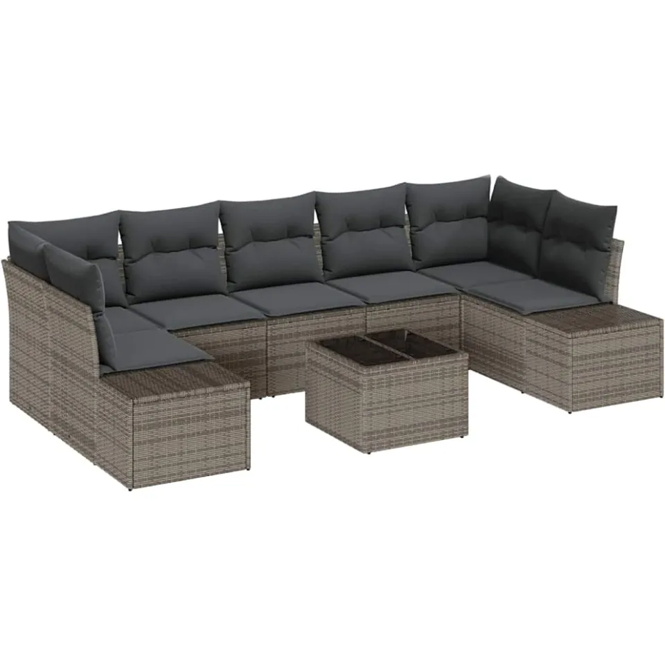 vidaXL Tuin Sofa Set 8 st Grijs poly rattan