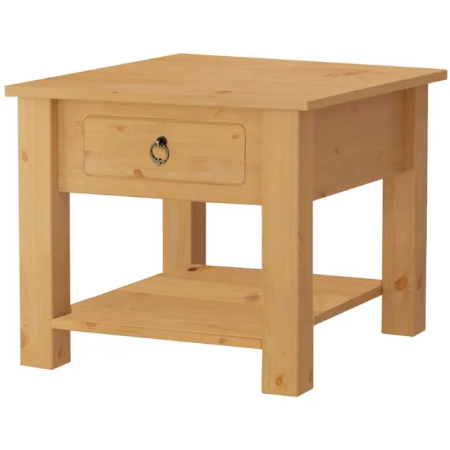Notio Living Ines Salontafel met 1 Lade - Massief Grenenhout - Landelijke Stijl- Natuur Grenen