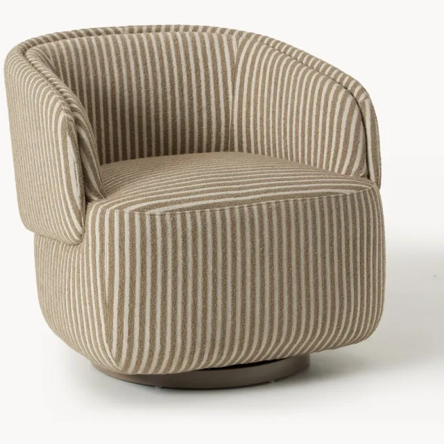 Westwing Collection Gestreepte draaistoel Irene Beige