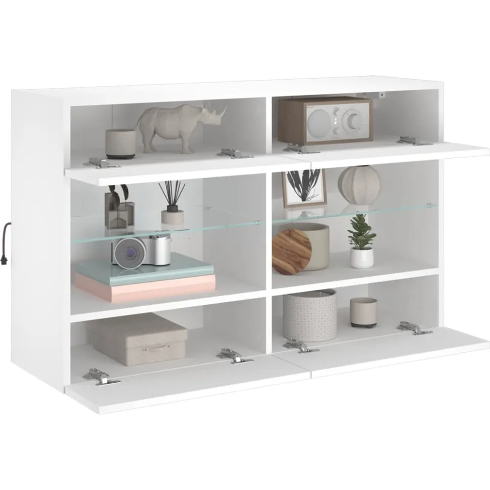 vidaXL Tv-wandmeubel met LED-verlichting 98,5x30x60,5 cm wit