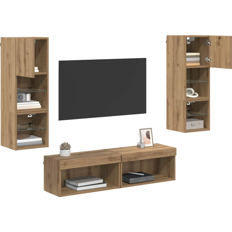 vidaXL TV-wandmeubel 6 st Artisan Eiken Bewerkt hout, foto 3