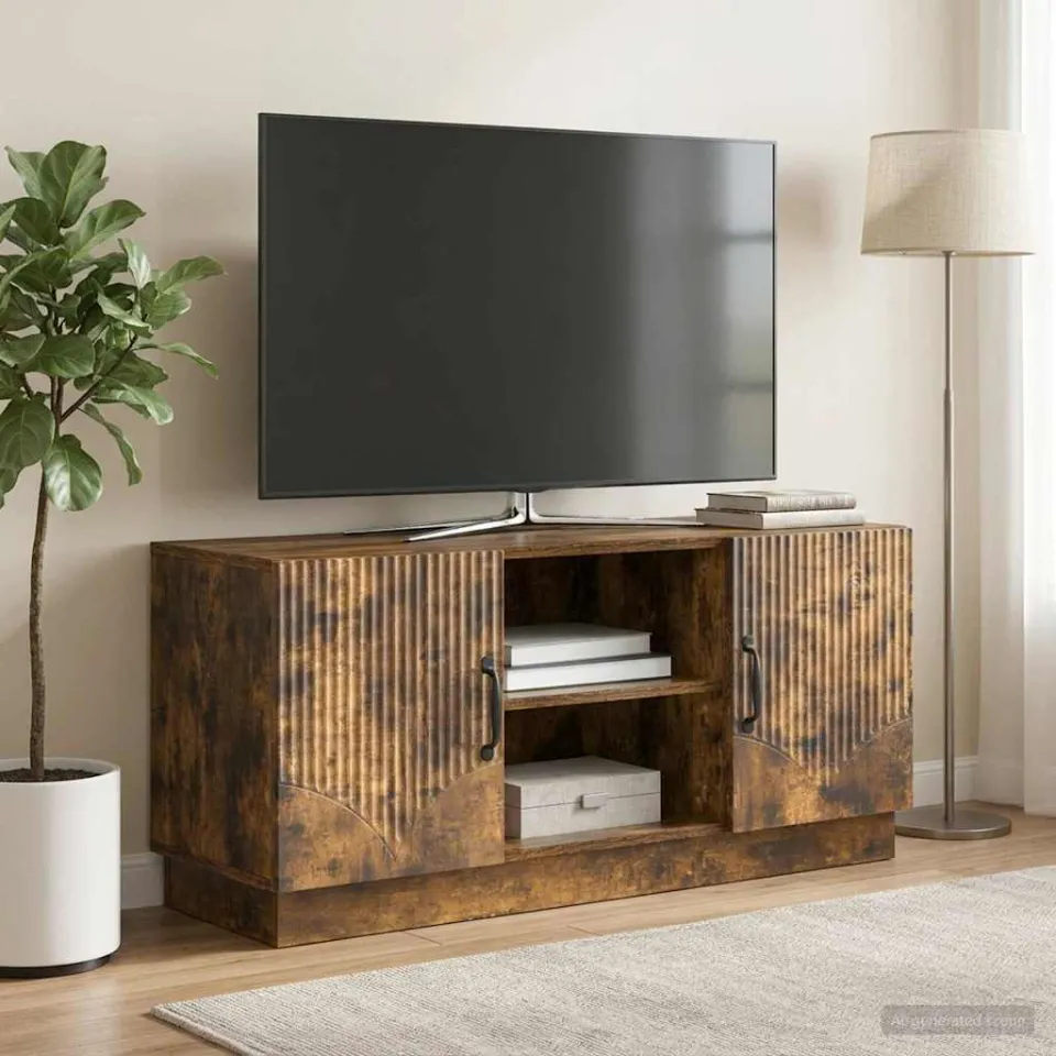 vidaXL TV-kast 102 x 34,5 x 47 cm Gerookt eiken Bewerkt hout, foto 4