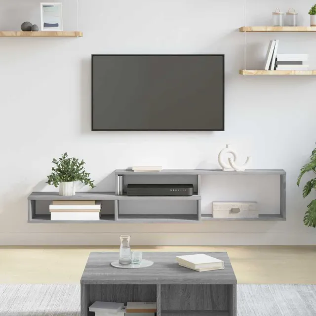 vidaXL TV-stand 150x25x28,5cm Bewerkt hout grijs, foto 2