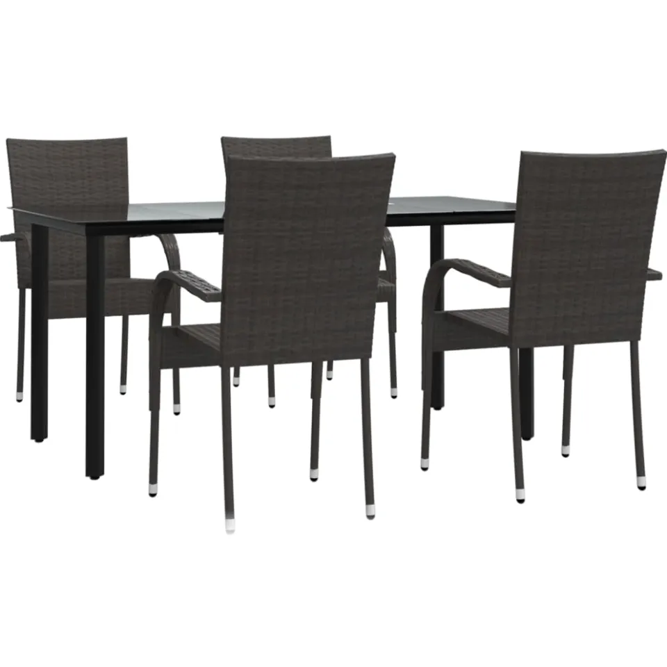 vidaXL 5-delige Tuinset poly rattan bruin