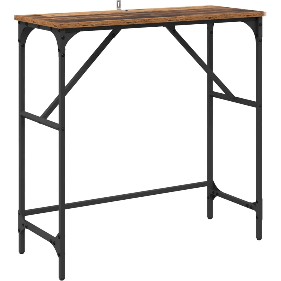 vidaXL Wandtafel Oudhout 75 x 32 x 75 cm Bewerkt hout bruin, foto 3