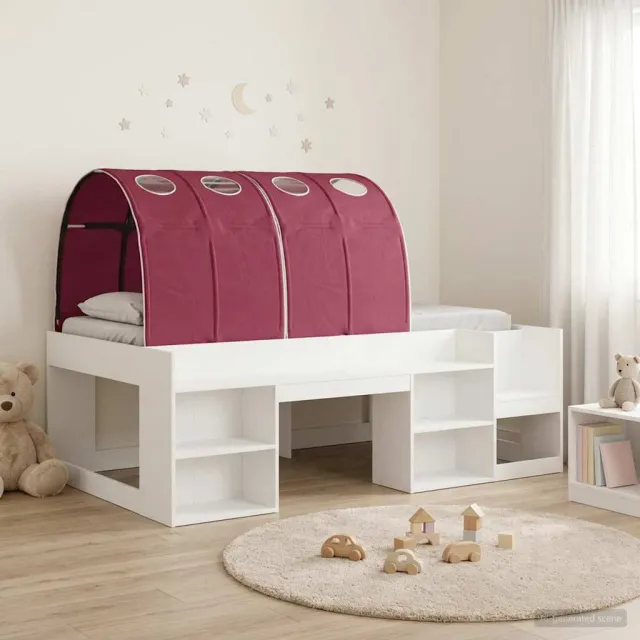 vidaXL Bedframe met tunnel met plank 3 st Wit en Rood Bewerkt hout