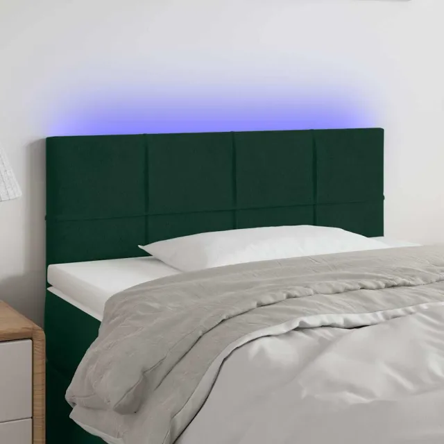 vidaXL Hoofdbord LED 100x5x78/88 cm fluweel donkergroen