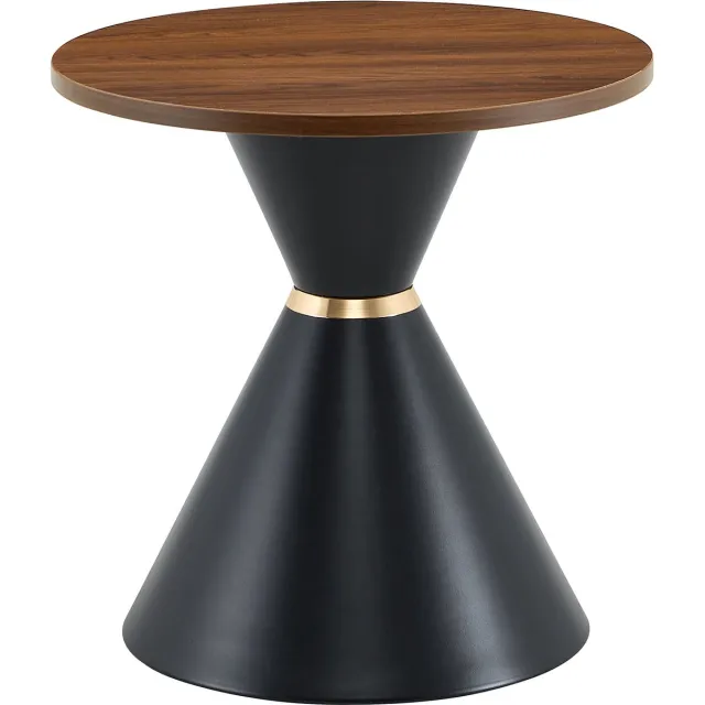 Wishdor Ronde salontafel set van 2 - walnootlook - zwart metalen conische voet - ruimtebesparend - modern - melamine blad - Ø70 en Ø50 cm Walnoot + zwart