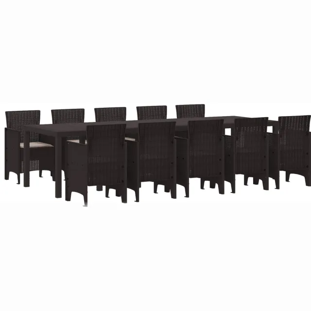 vidaXL Tuin Eetset 11 st Bruin en Taupe Poly riet