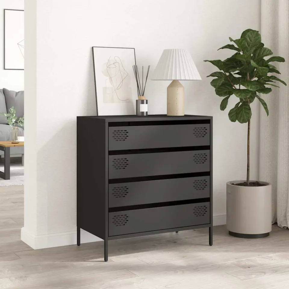 vidaXL Dressoir 68x39x73,5 cm koudgewalst staal zwart, foto 3