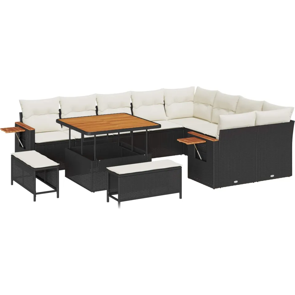 vidaXL Tuinbankenset 12 st Zwart poly rattan