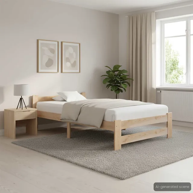 vidaXL Bedframe massief grenenhout 90x200 cm bruin