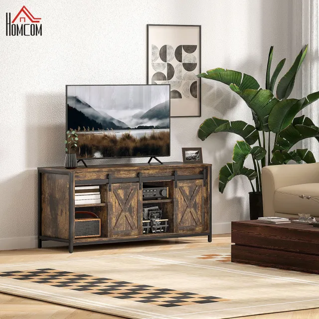 CHICFURN TV-meubel - Kabelmanagement - 2 schuifdeuren - Bruin