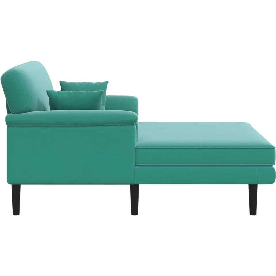 vidaXL Chaise longue Turquoise fluweel, foto 4
