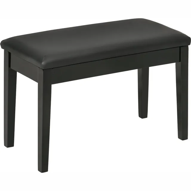 Wishdor Pianobank - Kunstleren Zitting En Draagkracht Tot 150 Kg - Klassiek - Voor Studio Of Thuis - Hout - Zwart - 75 x 35 x 49 cm
