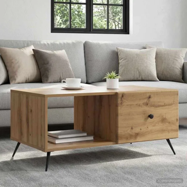 vidaXL Salontafel Artisanaal eiken 90 x 50 x 40 cm Bewerkt hout Bruin