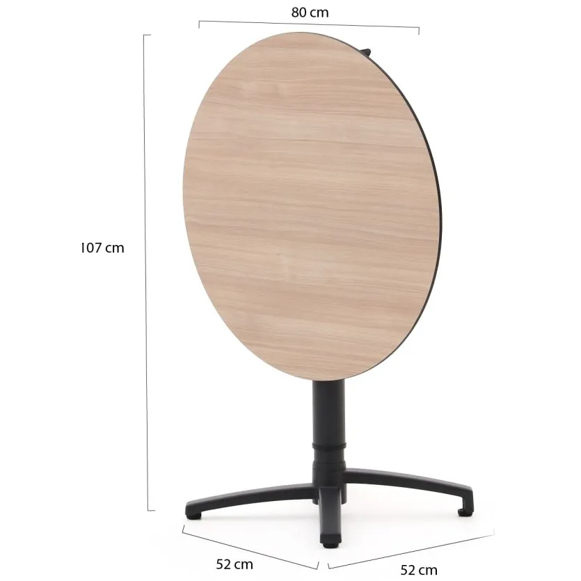Bellagio tuinmeubelen Bellagio Canzo klaptafel Ø80 (h:73/109cm) verstelbaar zwart, foto 3