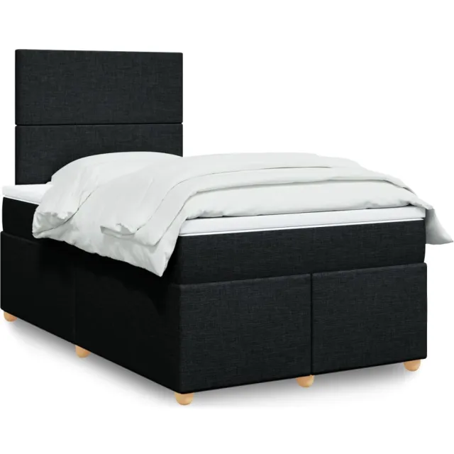 vidaXL Boxspring met matras stof zwart 120x200 cm