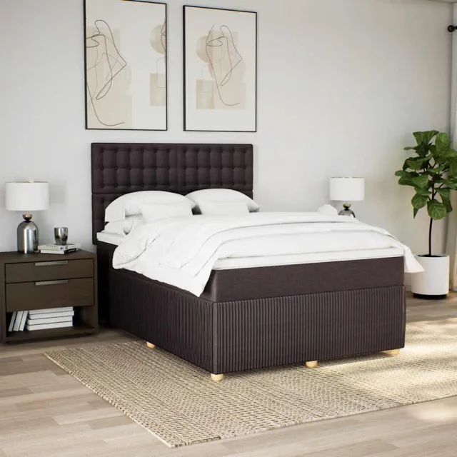 vidaXL Boxspring met matras stof donkerbruin 160x200 cm bruin
