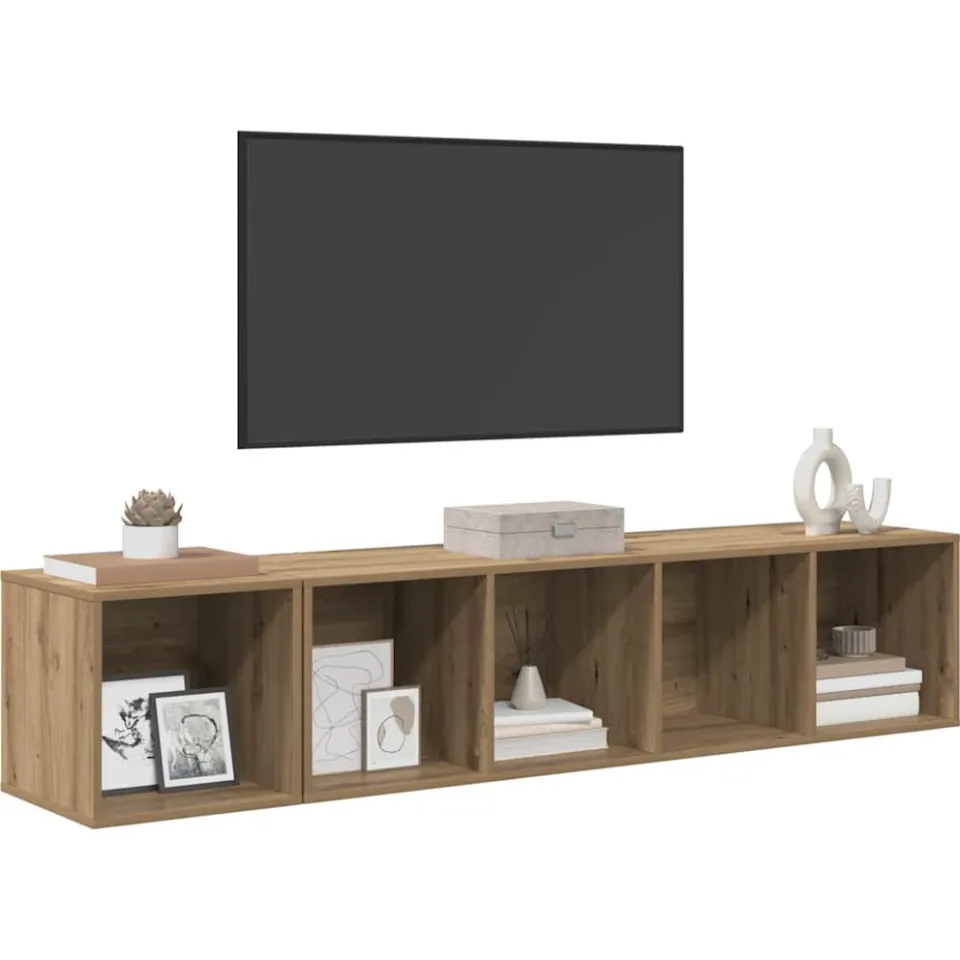 vidaXL TV-kast set 2 st Artisan Eiken Bewerkt hout Bruin