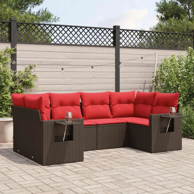 vidaXL 6-delige tuinbankset met kussens, bruin polyrotan, foto 2
