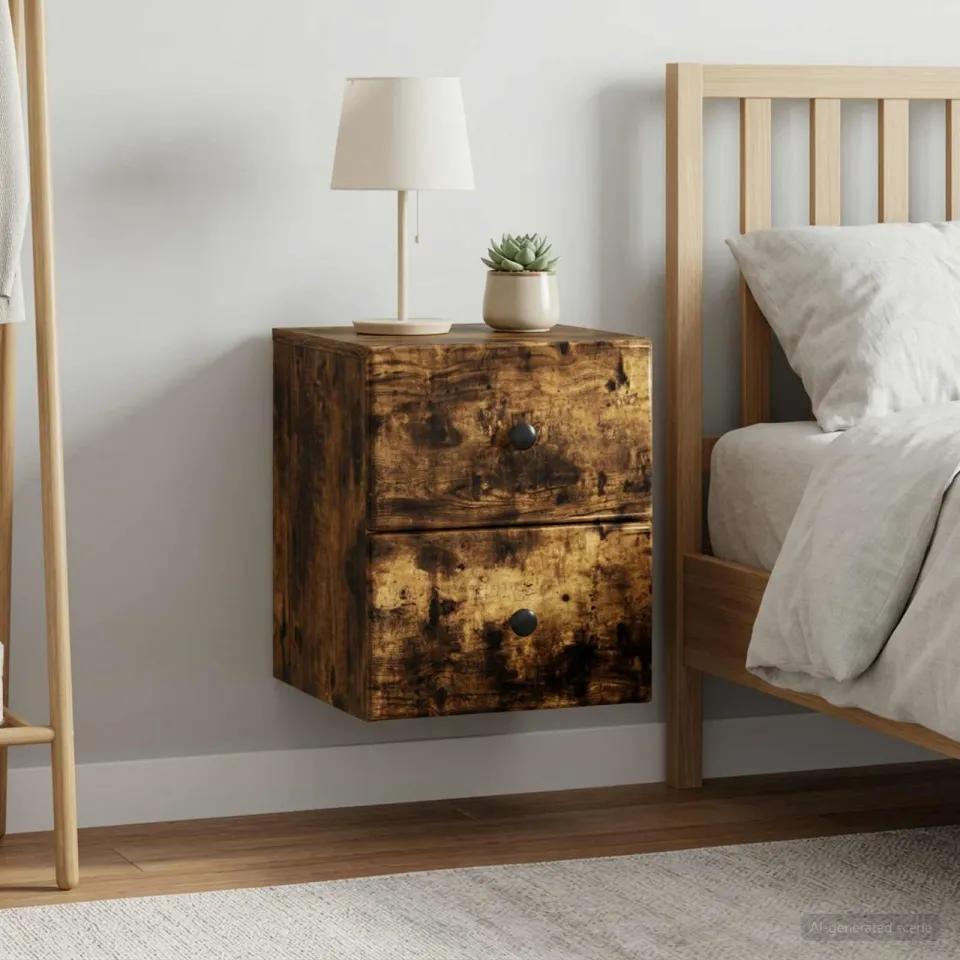 vidaXL Wandbeugel Bedkast 2 st Gerookt eiken 34,5 x 33 x 40 cm, foto 4