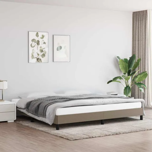 vidaXL Bedframe zonder matras stof taupe 200x200 cm
