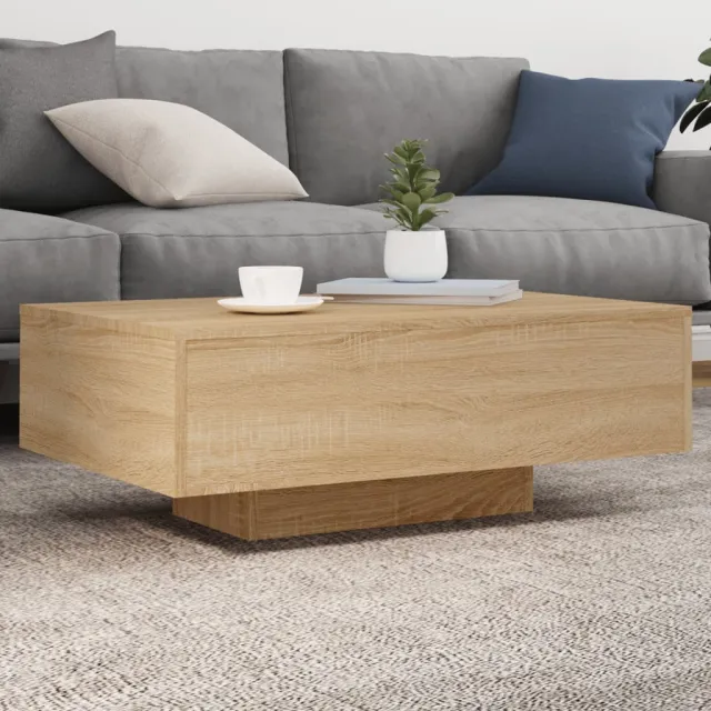vidaXL Salontafel met LED-verlichting 85x55x31 cm sonoma eikenkleurig Bruin