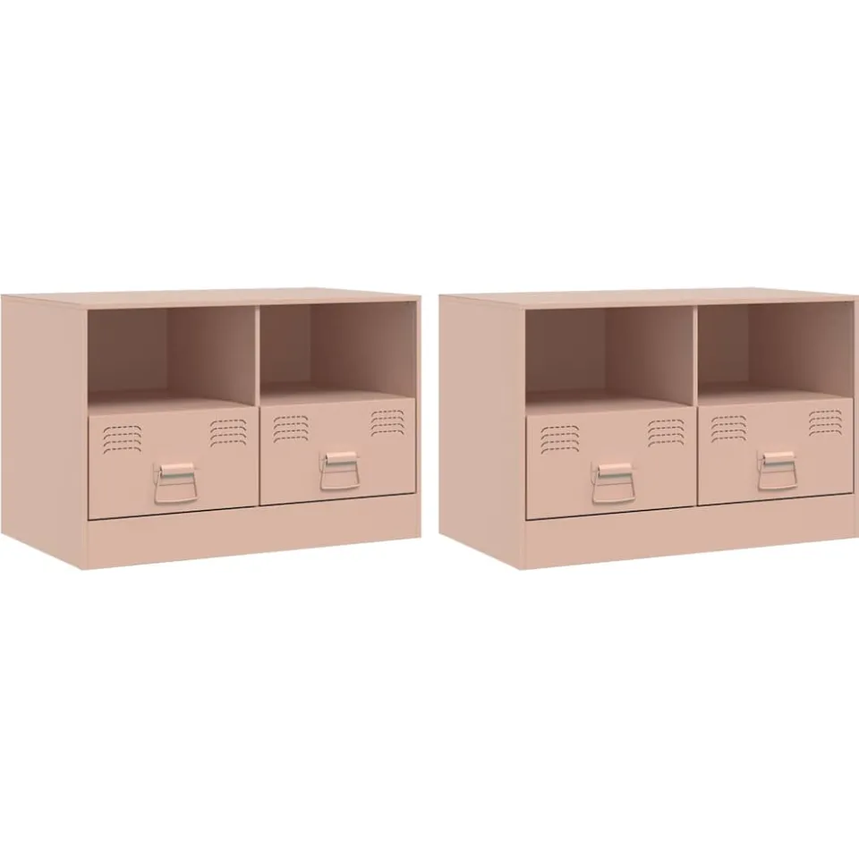 vidaXL Tv-meubelen 2 st 67x39x44 cm staal roze, foto 3