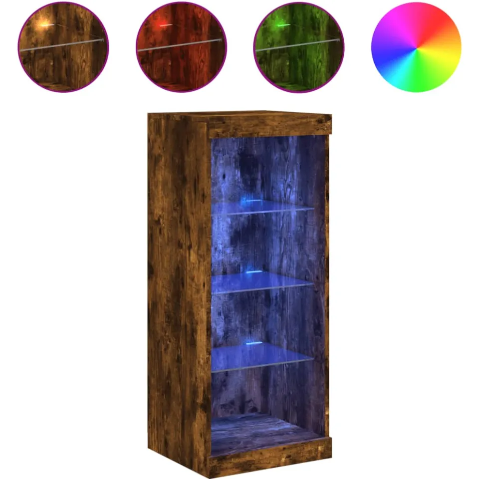 vidaXL Dressoir met LED-verlichting 41x37x100 cm gerookt eikenkleurig, foto 3