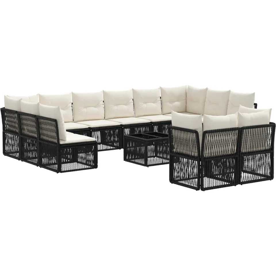 vidaXL Tuinbankenset 13 st Zwart poly rattan, foto 3