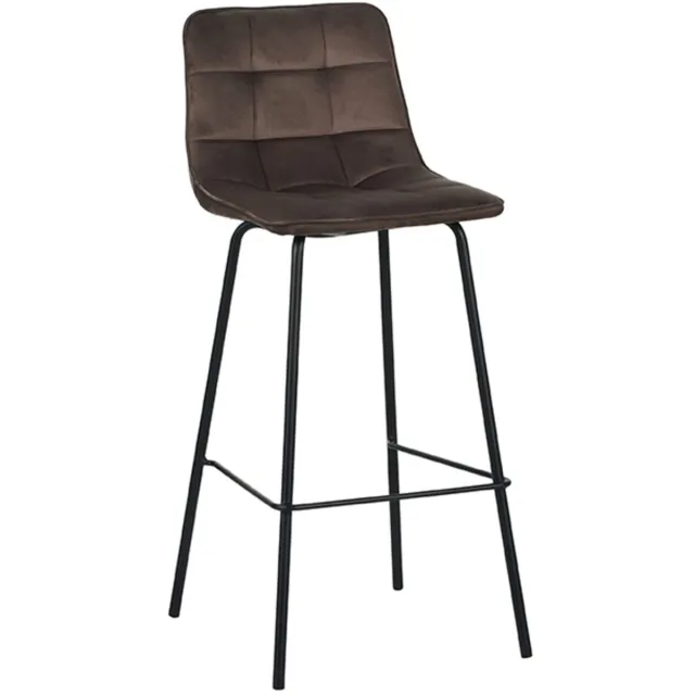 LABEL51 Bistro Barkruk - Bruin - Velvet - Hoog - Kruk