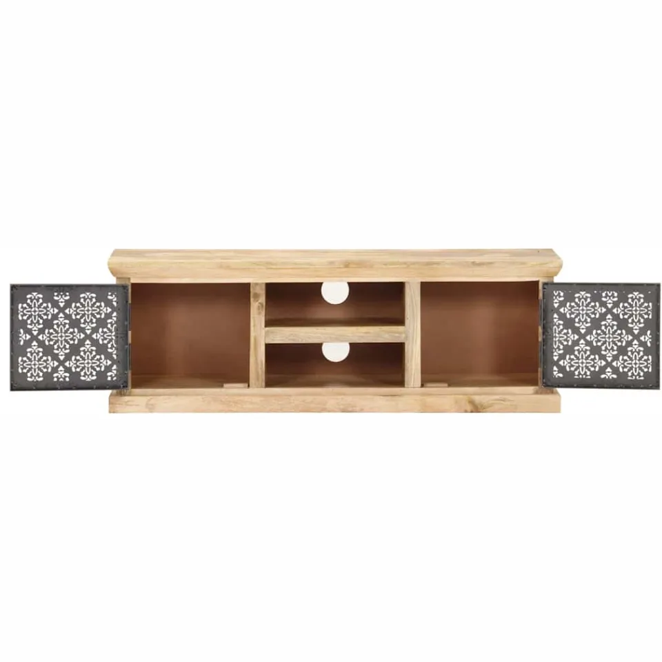 vidaXL Tv-meubel met stalen deuren 120x30x40 cm massief mangohout zwart, foto 4