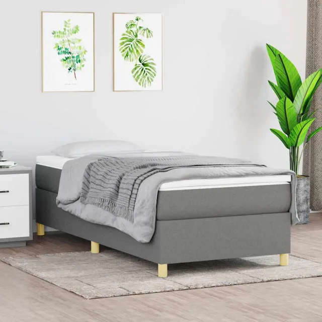 vidaXL Boxspring met matras stof donkergrijs 80x200 cm grijs