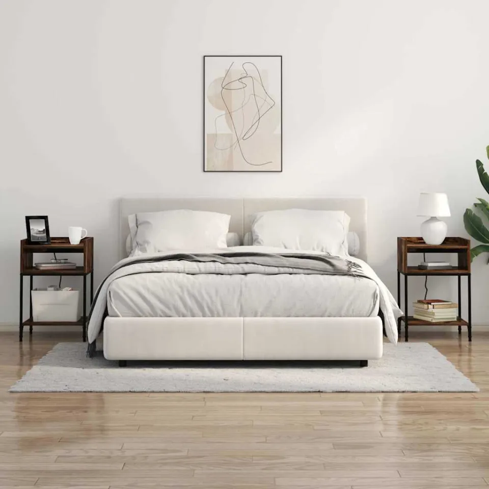 vidaXL Nachtkastje 2 st Gerookt eiken 40 x 40 x 61 cm Bewerkt hout, foto 4