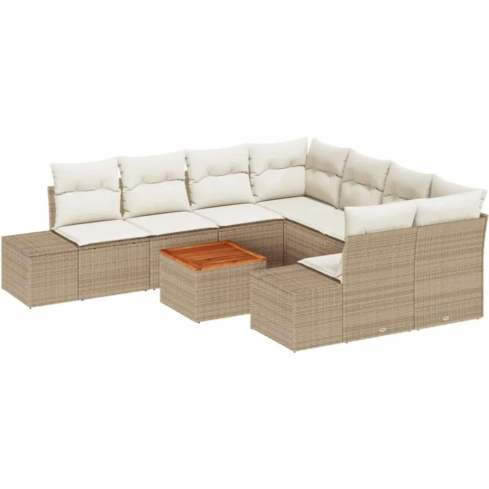 vidaXL Tuinbankenset 9 st Beige poly rattan