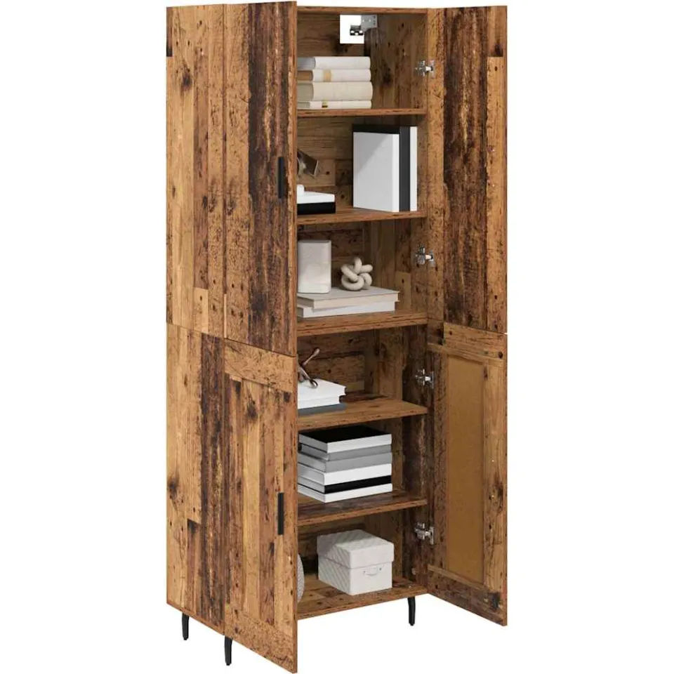vidaXL Hoge kast 2 st Oud Hout 69,5 x 34 x 180 cm Bewerkt hout Bruin