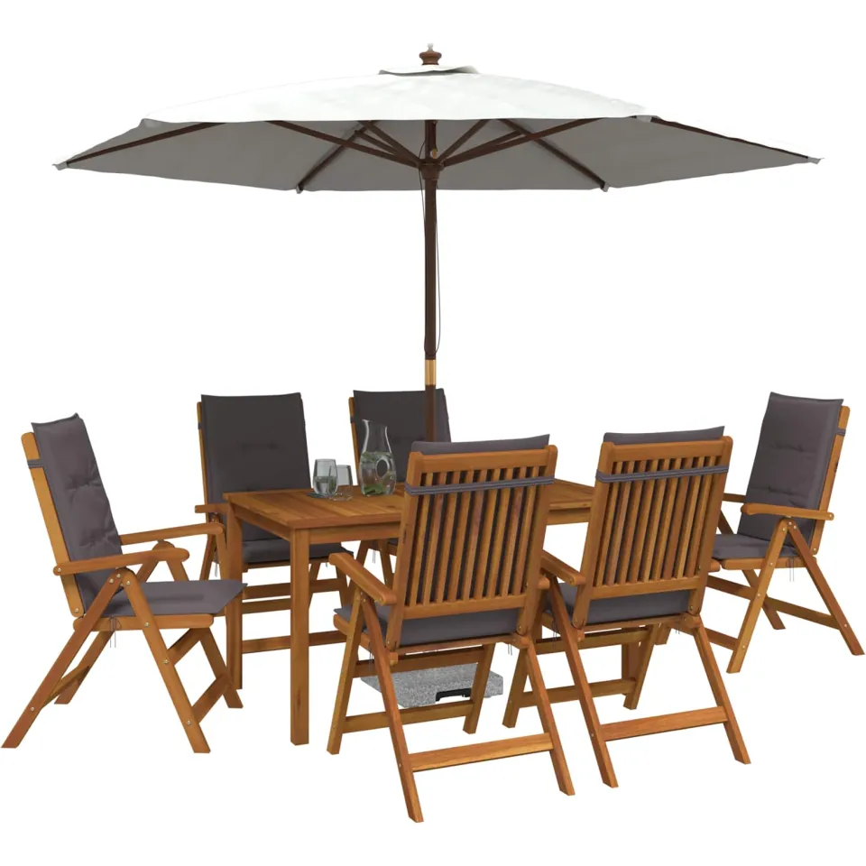 vidaXL 7-Piece Garden Dining Set 6-zits Antraciet Massief Acaciahout, foto 3