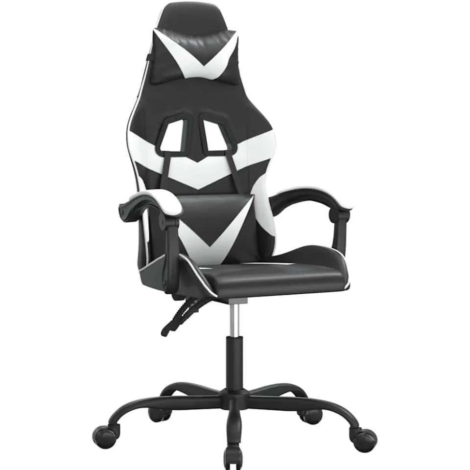 vidaXL Gamestoel draaibaar kunstleer zwart en wit, foto 3