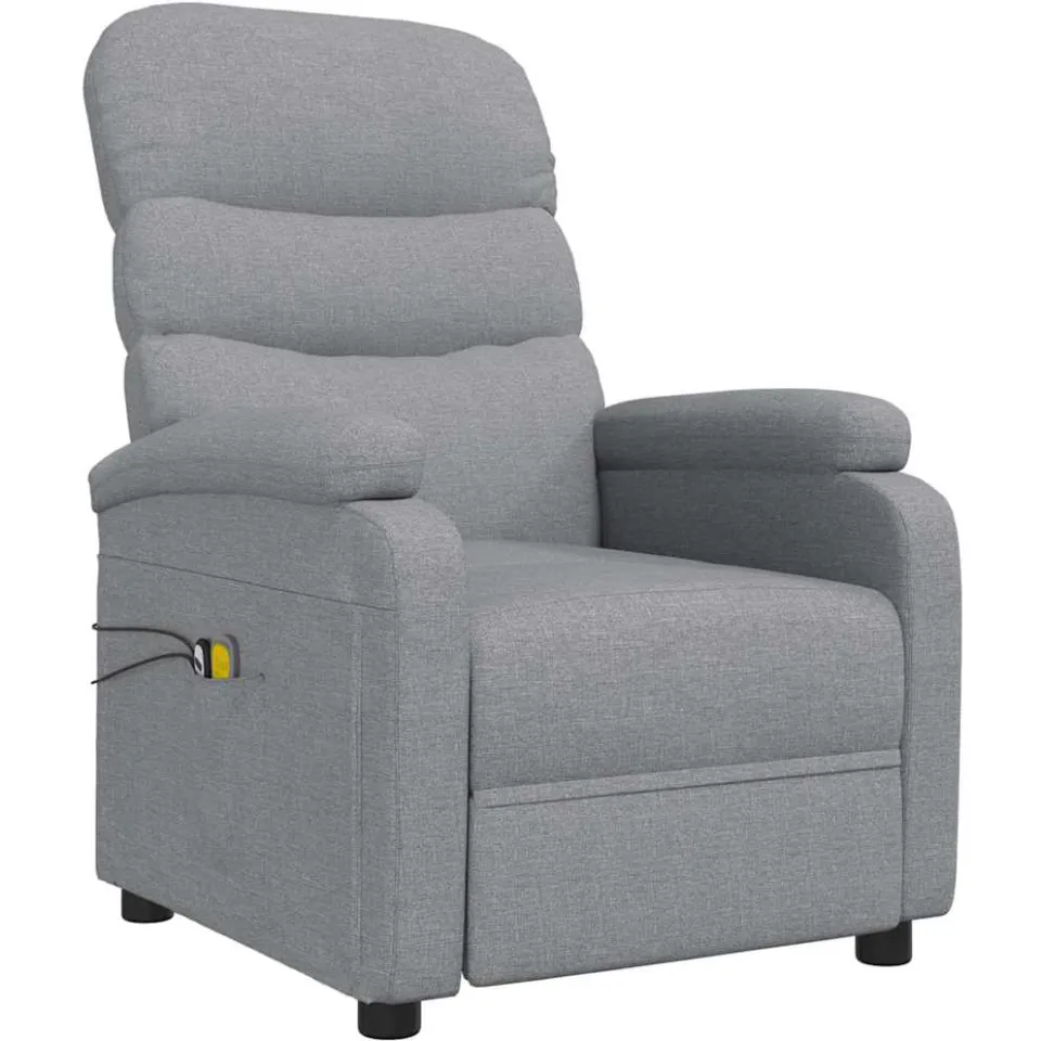 vidaXL Massagestoel elektrisch stof lichtgrijs