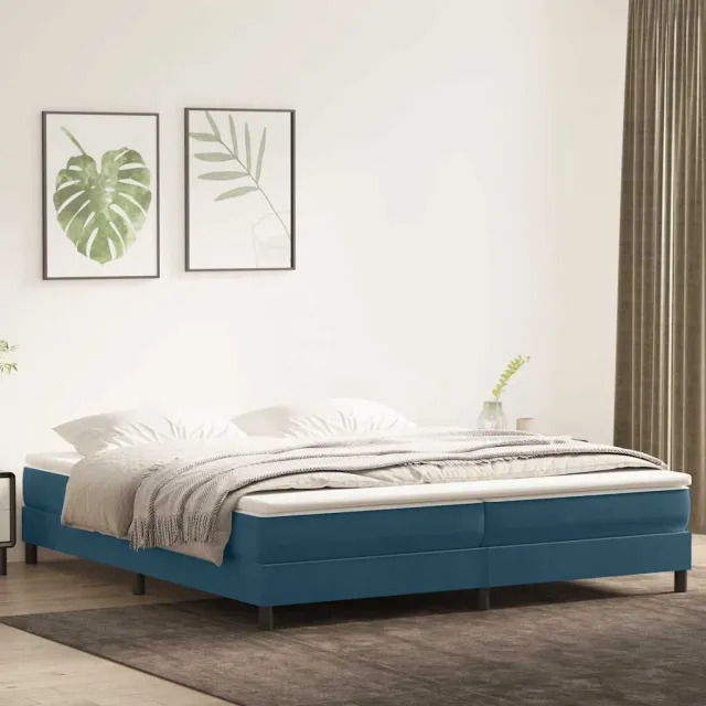 vidaXL Boxspring zonder matras fluweel donkerblauw 200x220 cm