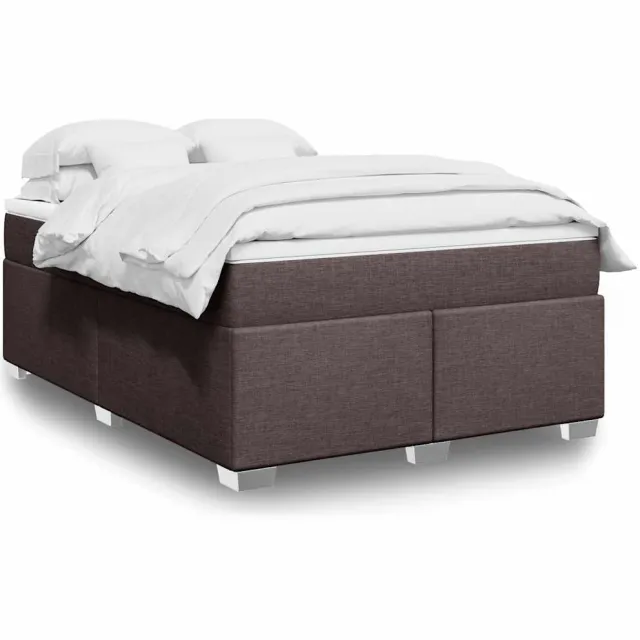 vidaXL Boxspring met matras stof donkerbruin 140x190 cm bruin
