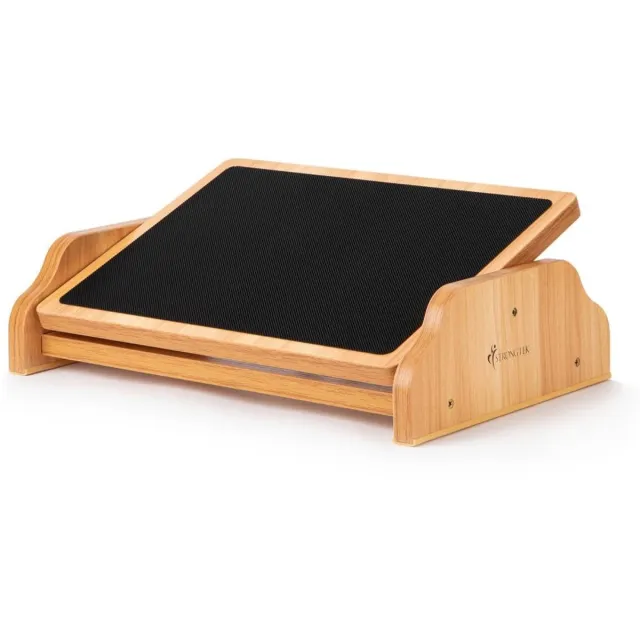 Famanu Kantelbare houten voetsteun voor onder bureau, 30 graden tilt Naturel