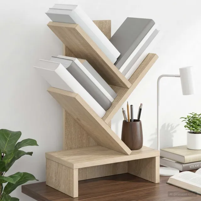 vidaXL Boomvormige boekenplank met 3 planken 30 x 18 x 48 cm bruin, foto 2