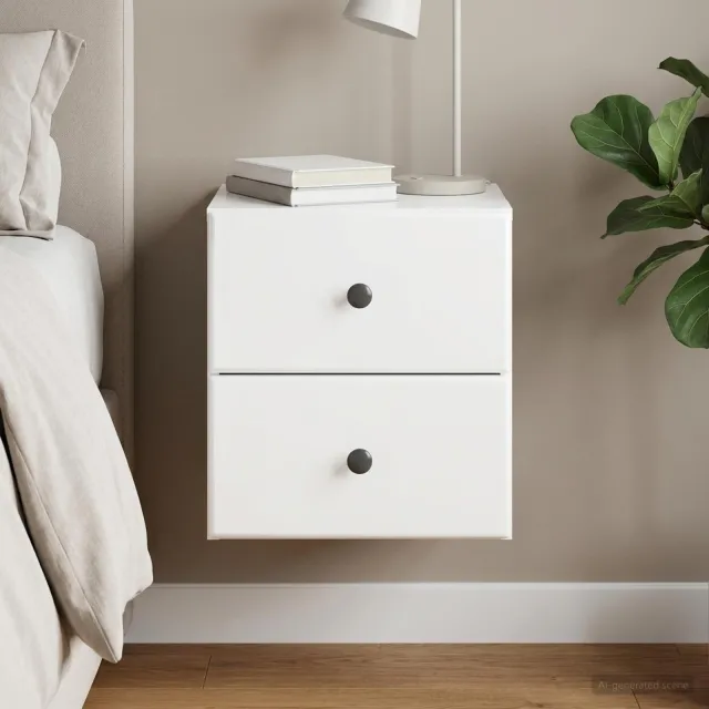 vidaXL Wandbeugel Bedkast Hoogglans Wit 34,5 x 33 x 40 cm Bewerkt hout, foto 2