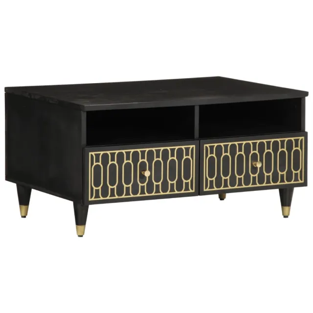 vidaXL Salontafel 80x54x40 cm massief mangohout zwart