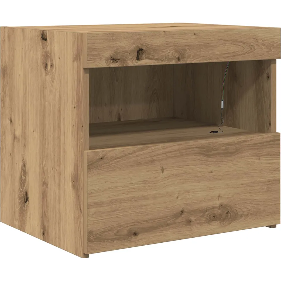 vidaXL Nachtkastje Artisan Eiken 50 x 40 x 45 cm Bewerkt hout, foto 3